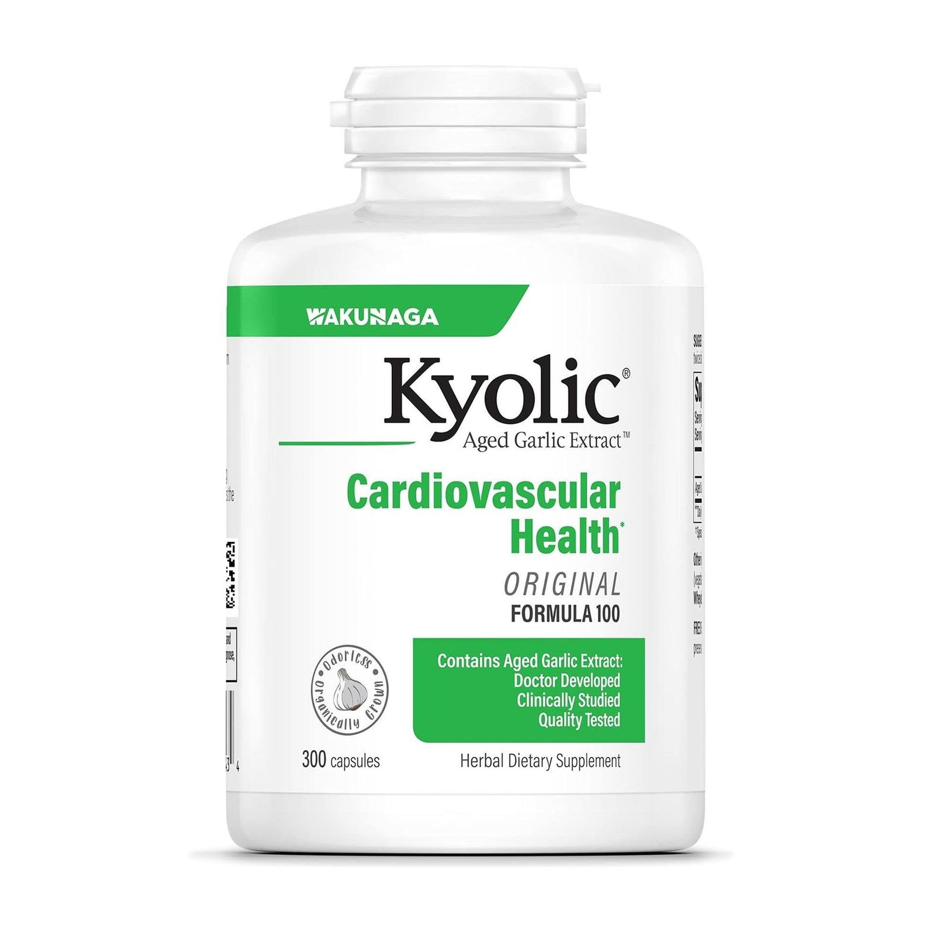 Kyolic Aged Garlic Extract Formula 100, Cardiovascular Health*, 300 Capsules. - Maple Wellness Supplements