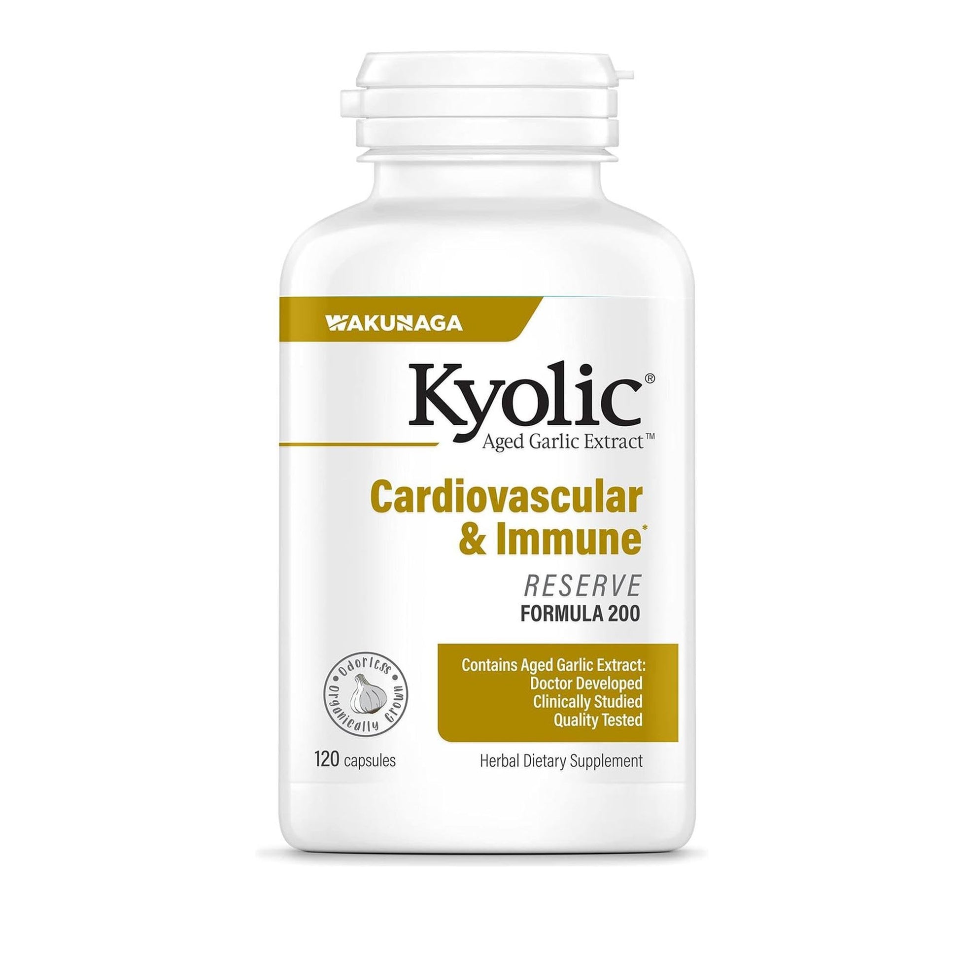 Kyolic Aged Garlic Extract Formula 200, Cardiovascular & Immune*, Reserve, 120 Capsules - Maple Wellness Supplements