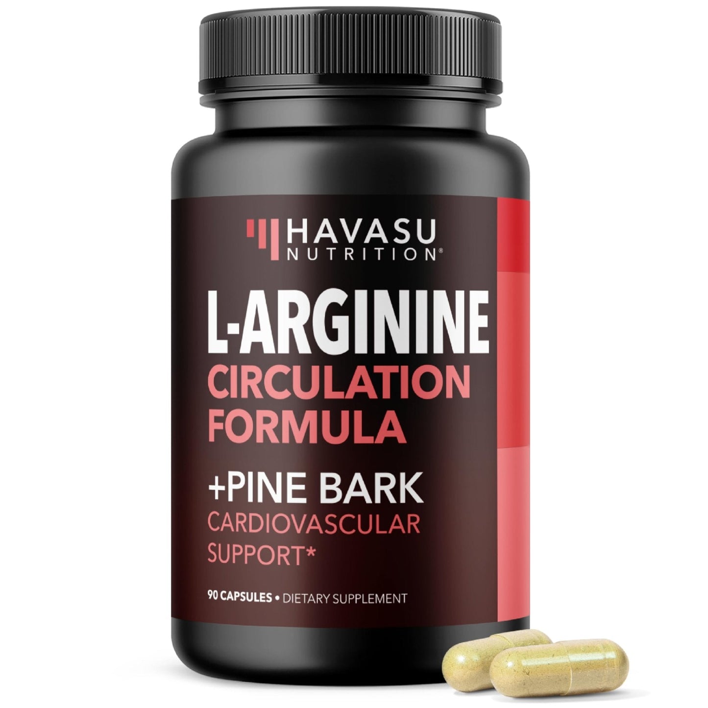 L-Arginine 1800mg and Pine Bark Extract 100mg - Nitric Oxide Supplement for Men - Performance Supplement for Men's Health - 90 Count - Endurance, Recovery Support - Maple Wellness Supplements