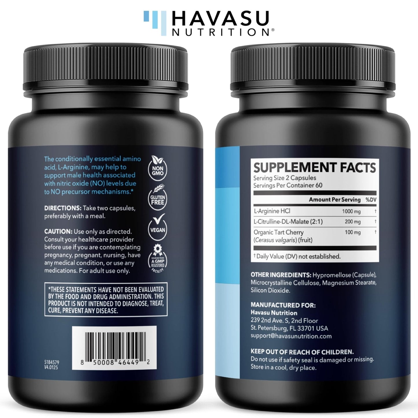 L-Arginine Capsules with L-Citrulline - Nitric Oxide Supplement - L Arginine and L Citrulline Blend - 120 Count - Vegan, Non-GMO Capsules for Performance - Maple Wellness Supplements