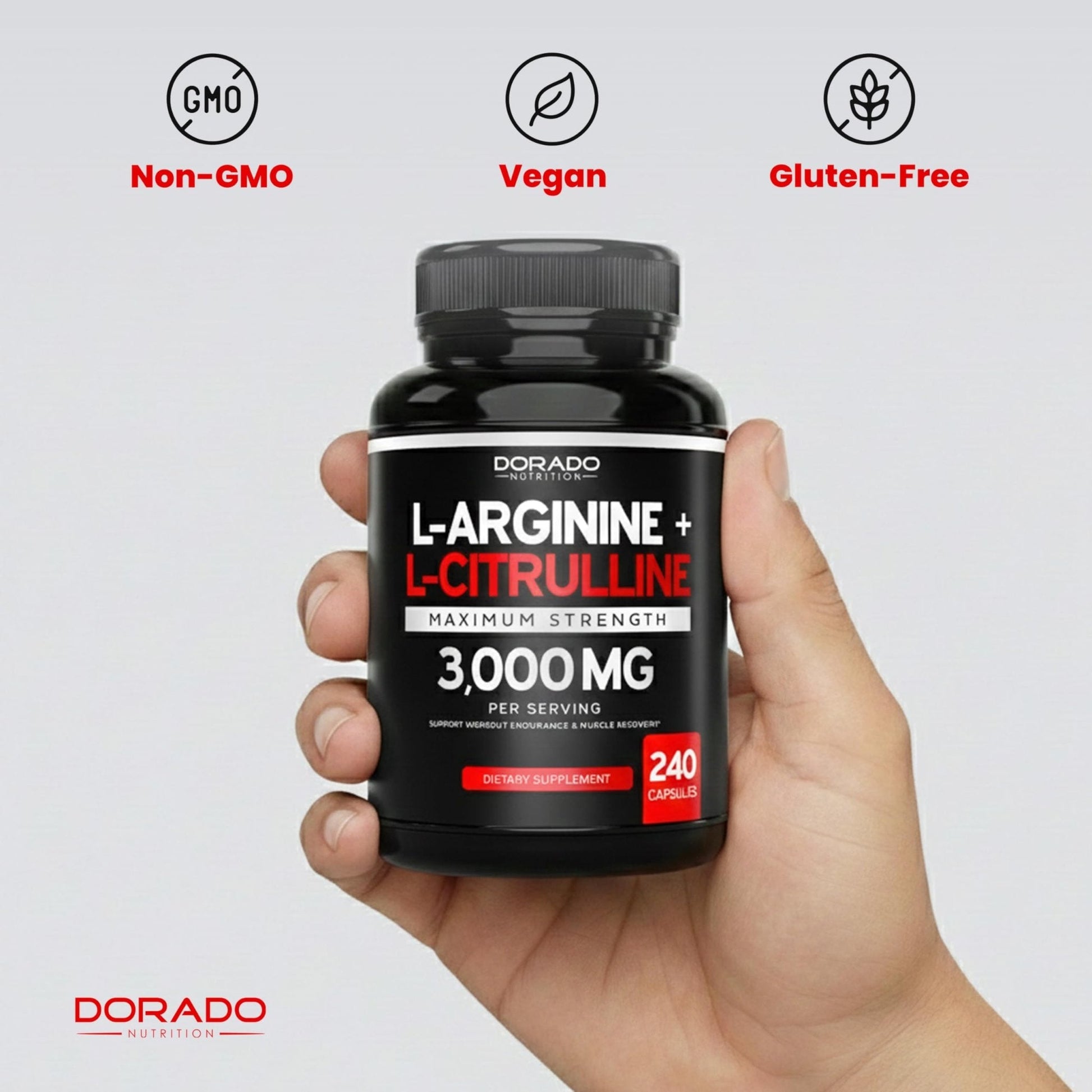 L Arginine L Citrulline Supplement 3000mg (240 Capsules) Nitric Oxide Pills for Men - Stamina, Endurance, Performance for Workouts - NO Supplements for Men - Maple Wellness Supplements