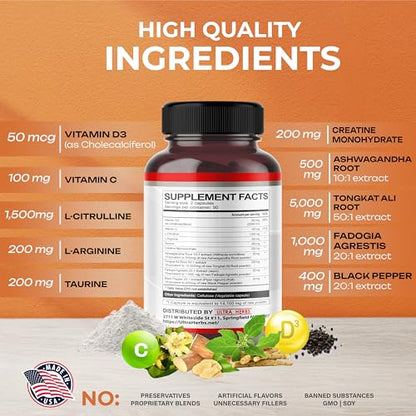 L-Citrulline 14,100 mg 11 in 1 with L-Arginine + Taurine, Ashwagandha, Creatine, Tongkat Ali - Maple Wellness Supplements