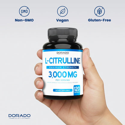 L Citrulline 3000mg Supplement (120 Capsules) Support L Arginine & Nitric Oxide Pills - L-Citrulline For Men & Women - Muscle Recovery & Pump Supplement - 3rd Party Tested - Maple Wellness Supplements