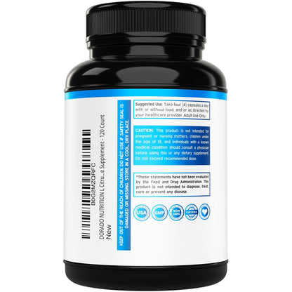 L Citrulline 3000mg Supplement (120 Capsules) Support L Arginine & Nitric Oxide Pills - L-Citrulline For Men & Women - Muscle Recovery & Pump Supplement - 3rd Party Tested - Maple Wellness Supplements