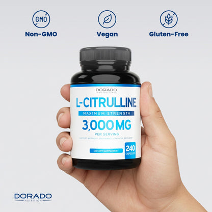 L Citrulline 3000mg Supplement (240 Capsules) Support L Arginine & Nitric Oxide Pills - L-Citrulline For Men & Women - Muscle Recovery & Pump Supplement - Maple Wellness Supplements