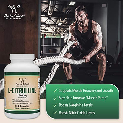 L Citrulline Capsules 1,200mg Per Serving, 210 Count (L-Citrulline Increases Levels - Maple Wellness Supplements
