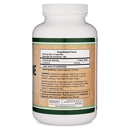 L Citrulline Capsules 1,200mg Per Serving, 210 Count (L-Citrulline Increases Levels - Maple Wellness Supplements