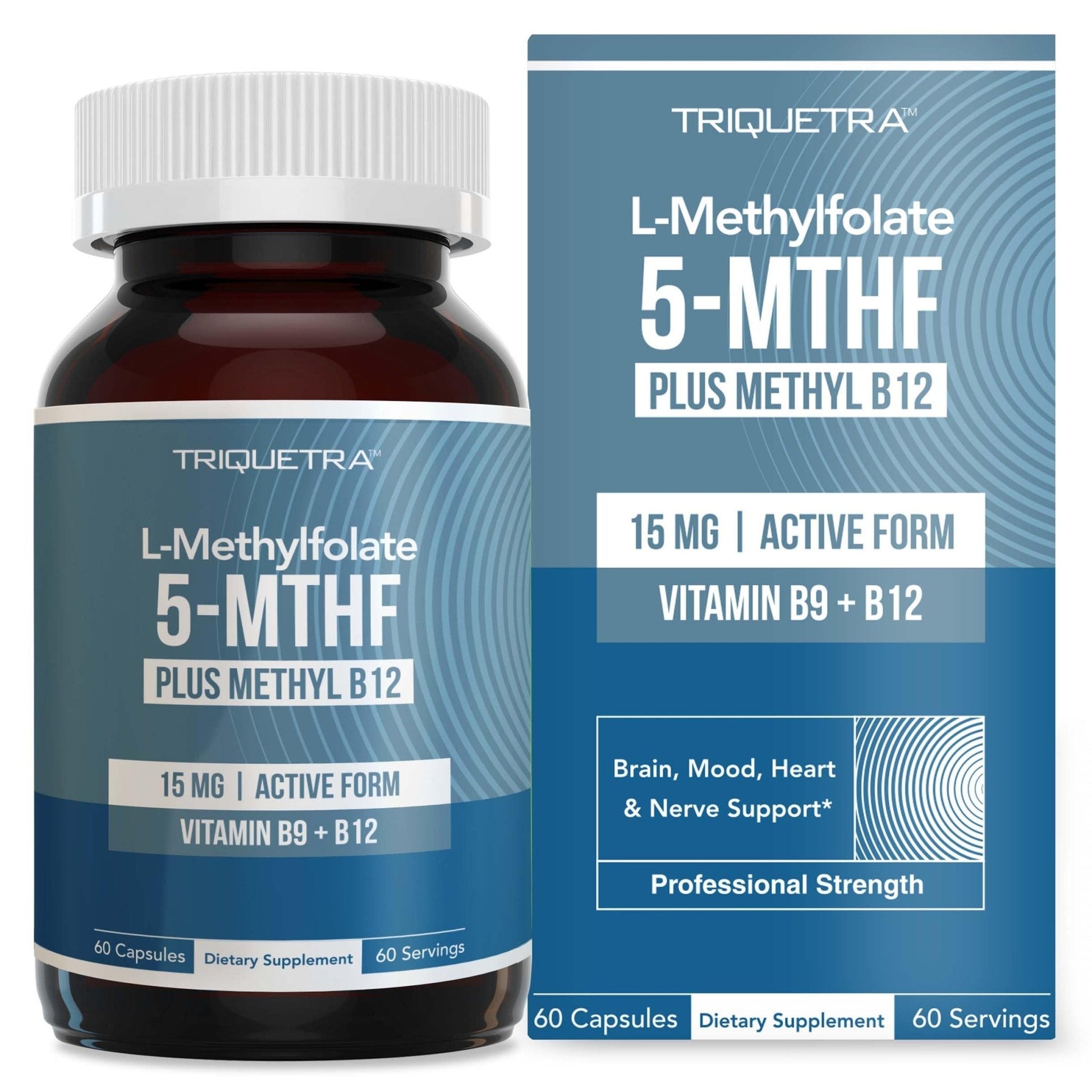 L Methyl Folate 15mg Plus Methyl B12 Cofactor – High Potency, Active 5-MTHF Form - Supports Mood, Methylation, Cognition - Maple Wellness Supplements