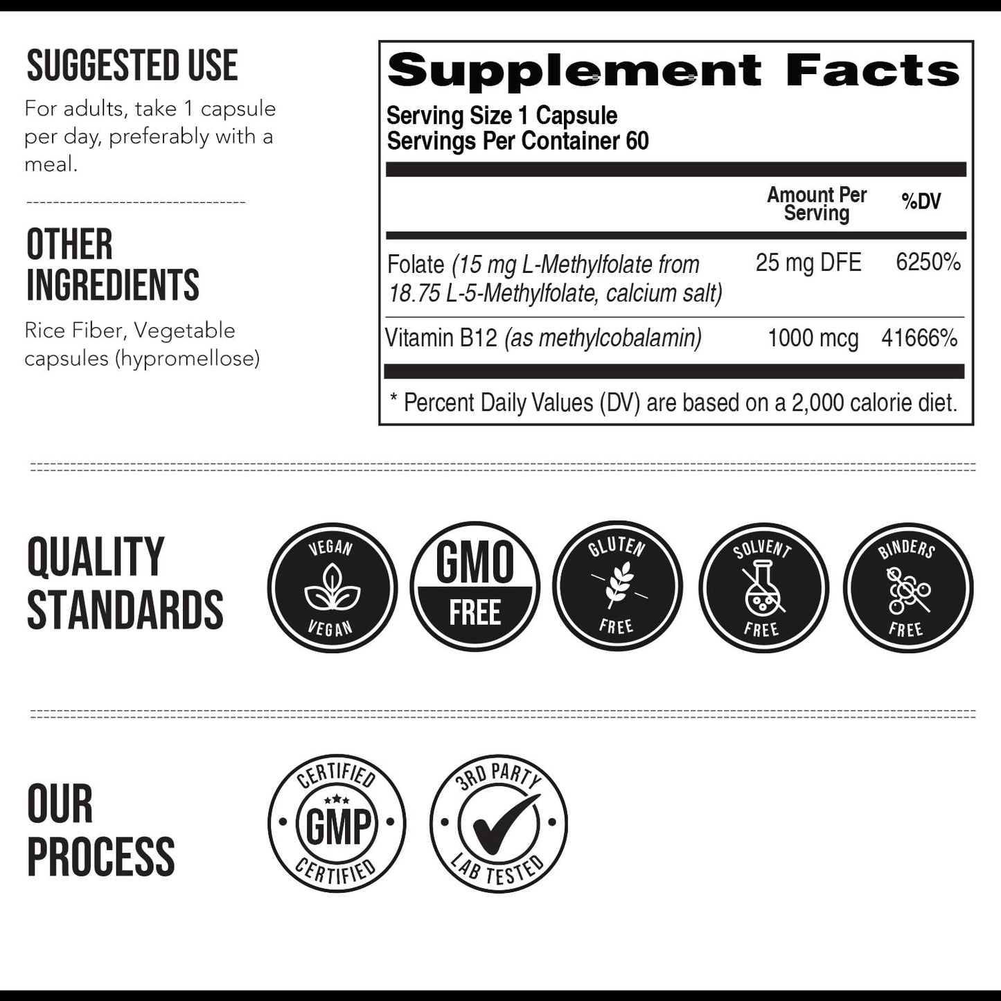 L Methyl Folate 15mg Plus Methyl B12 Cofactor – High Potency, Active 5-MTHF Form - Supports Mood, Methylation, Cognition - Maple Wellness Supplements