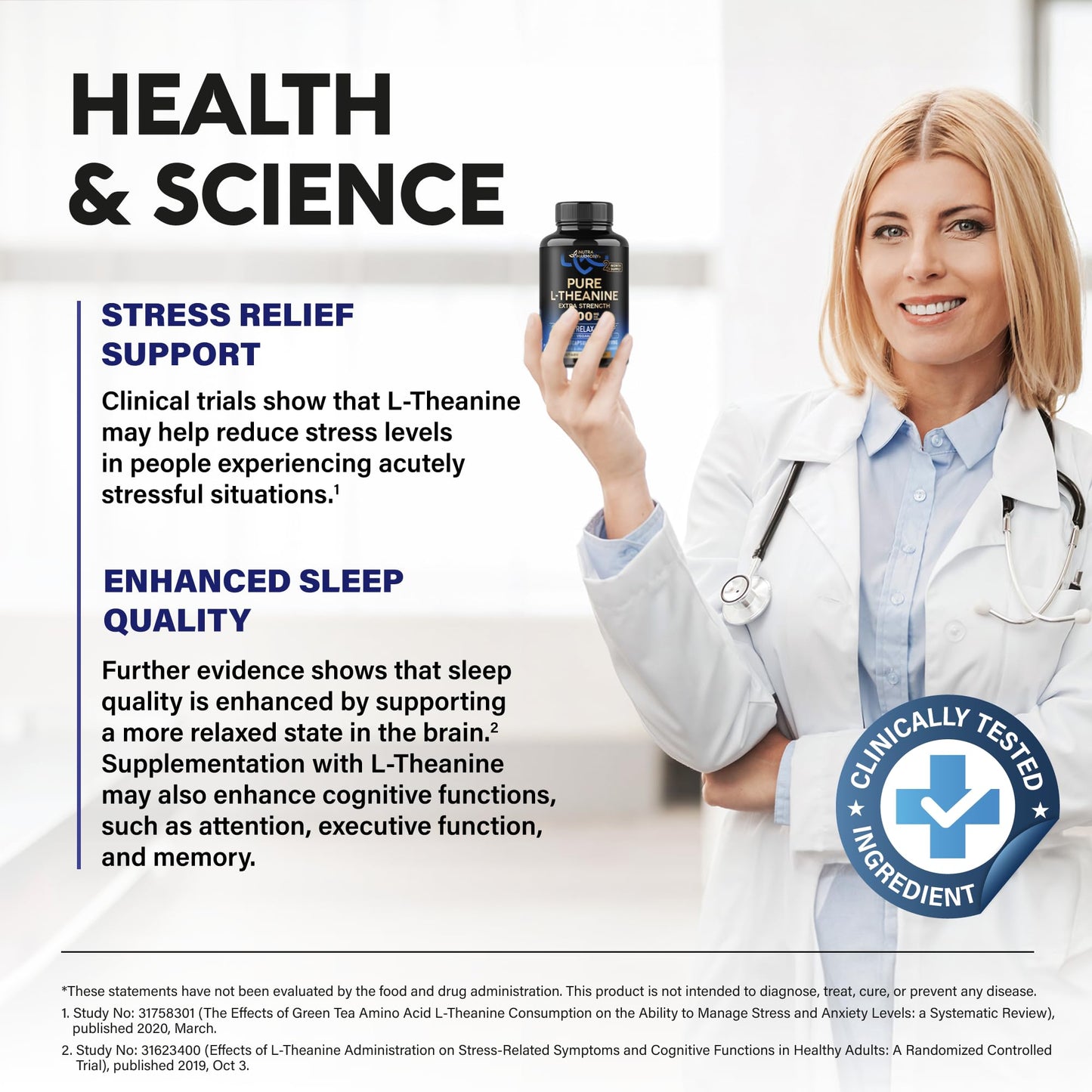 L Theanine 400 mg | L-Theanine Stress Relief | Extra Strength Supplement | Made in USA | Relaxation, Sleep & Calm Support | For Men & Women | Plant Based - Maple Wellness Supplements