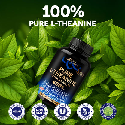 L Theanine 400 mg | L-Theanine Stress Relief | Extra Strength Supplement | Made in USA | Relaxation, Sleep & Calm Support | For Men & Women | Plant Based - Maple Wellness Supplements