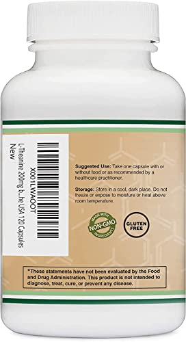 L-Theanine Supplement 200mg, 120 Capsules (Soy Free, Gluten Free, Non-GMO - Maple Wellness Supplements