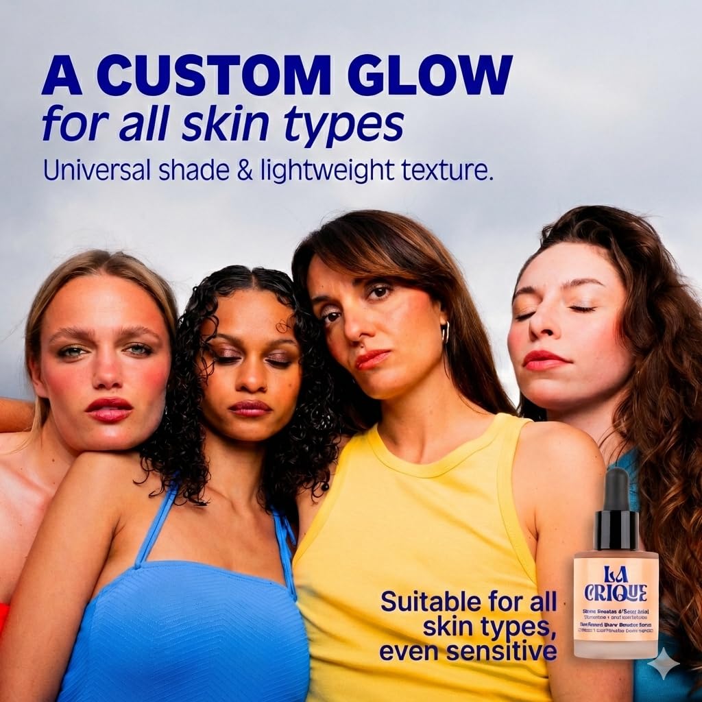 La Crique Bronzing Face Serum - Hydrating Bronzing Drops with Hyaluronic Acid & Anti-Pollution Protection - Natural Sun-Kissed Glow for All Skin Types - Vegan Friendly, Clean Beauty - 1 fl oz - Maple Wellness Supplements