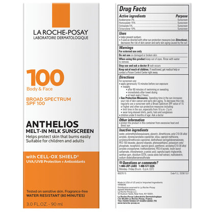 La Roche-Posay Anthelios Melt-In Milk Sunscreen SPF 100, Sunscreen For Body & Face - Maple Wellness Supplements