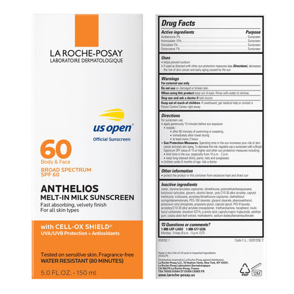 La Roche-Posay Anthelios Melt-In Milk Sunscreen SPF 60, Sunscreen For Body & Face, Broad Spectrum SPF + Antioxidants, Oil Free - Maple Wellness Supplements