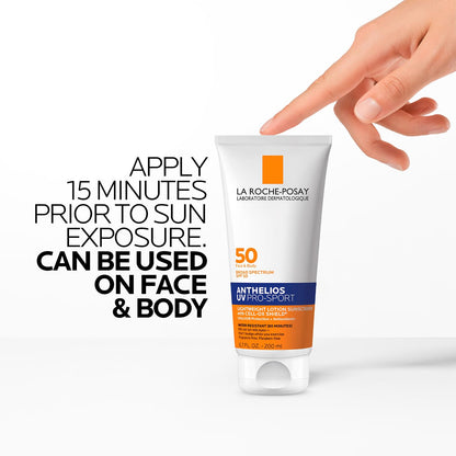 La Roche-Posay Anthelios UV Pro-Sport SPF 50 Sunscreen for Face & Body, Water & Sweat Resistant with Non-Drip Formula, Invisible Broad Spectrum Sunscreen Lotion - Maple Wellness Supplements