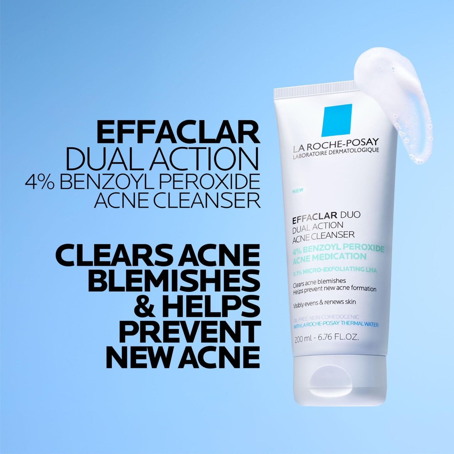 La Roche-Posay Effaclar Dual Acne Face Wash With 4% Benzoyl Peroxide & LHA Exfoliant - Maple Wellness Supplements