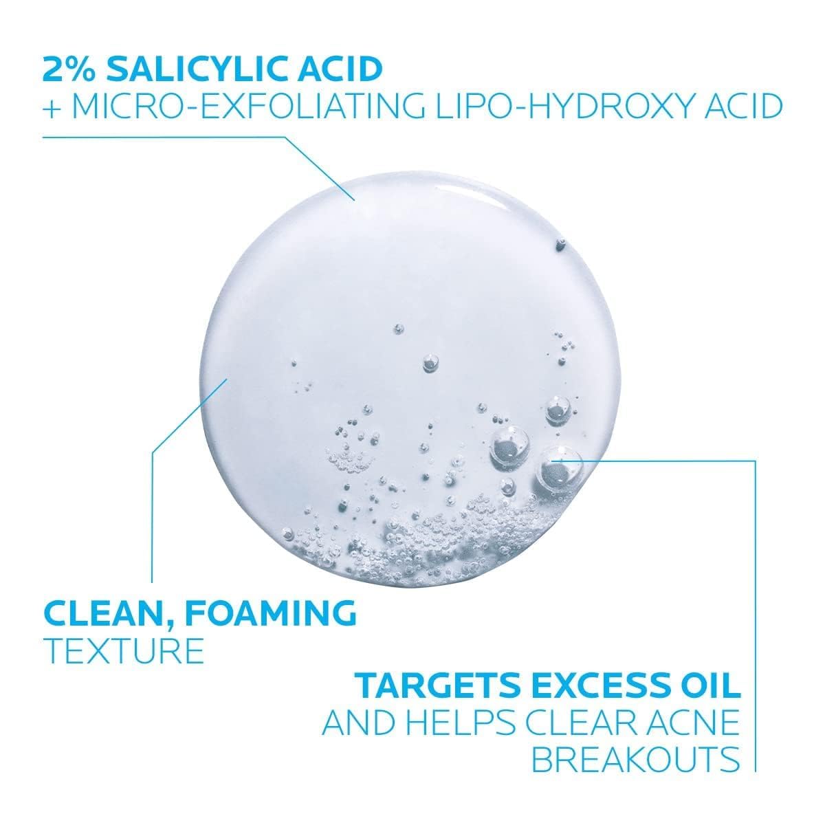 La Roche-Posay Effaclar Medicated Gel Cleanser, 2% Salicylic Acid Cleanser + LHA + Glycerin, Foaming Acne Face Wash, Helps Clear & Prevent Acne Breakouts, Oil Free, Targets Excess Oil - Maple Wellness Supplements