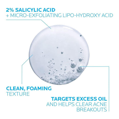La Roche-Posay Effaclar Medicated Gel Cleanser, 2% Salicylic Acid Cleanser + LHA + Glycerin, Foaming Acne Face Wash, Helps Clear & Prevent Acne Breakouts, Oil Free, Targets Excess Oil - Maple Wellness Supplements