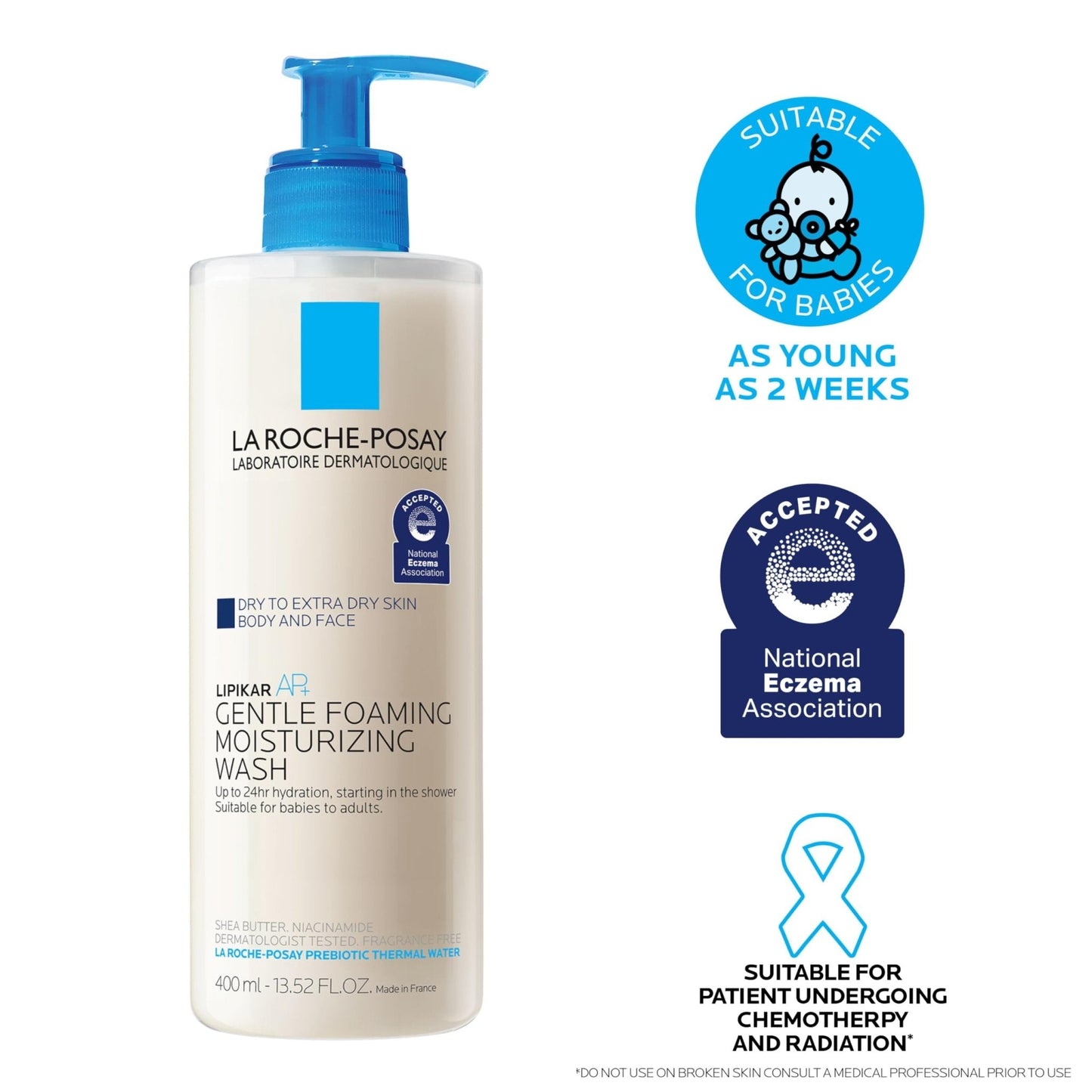 La Roche-Posay Lipikar AP+ Gentle Foaming Moisturizing Wash, Shea Butter + Niacinamide - Maple Wellness Supplements
