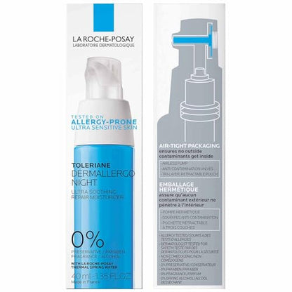 La Roche-Posay Toleriane Dermallergo Night Cream for Face, Intense Soothing Moisturizer with Vitamin E, Allergy Tested - Maple Wellness Supplements