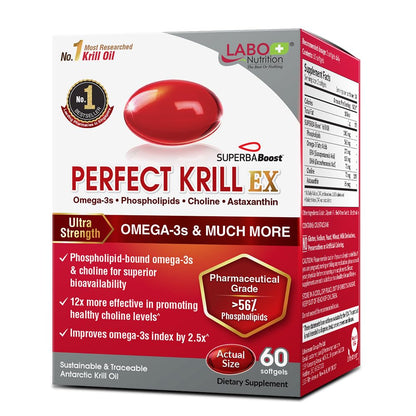 LABO Nutrition Perfect Krill EX, The Purest Ultra Strength Antarctic Krill Oil, Highest Phosph - Maple Wellness Supplements