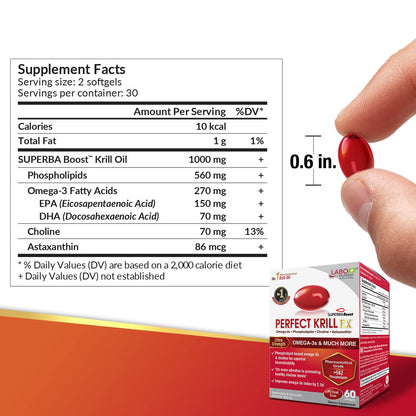 LABO Nutrition Perfect Krill EX, The Purest Ultra Strength Antarctic Krill Oil, Highest Phosph - Maple Wellness Supplements