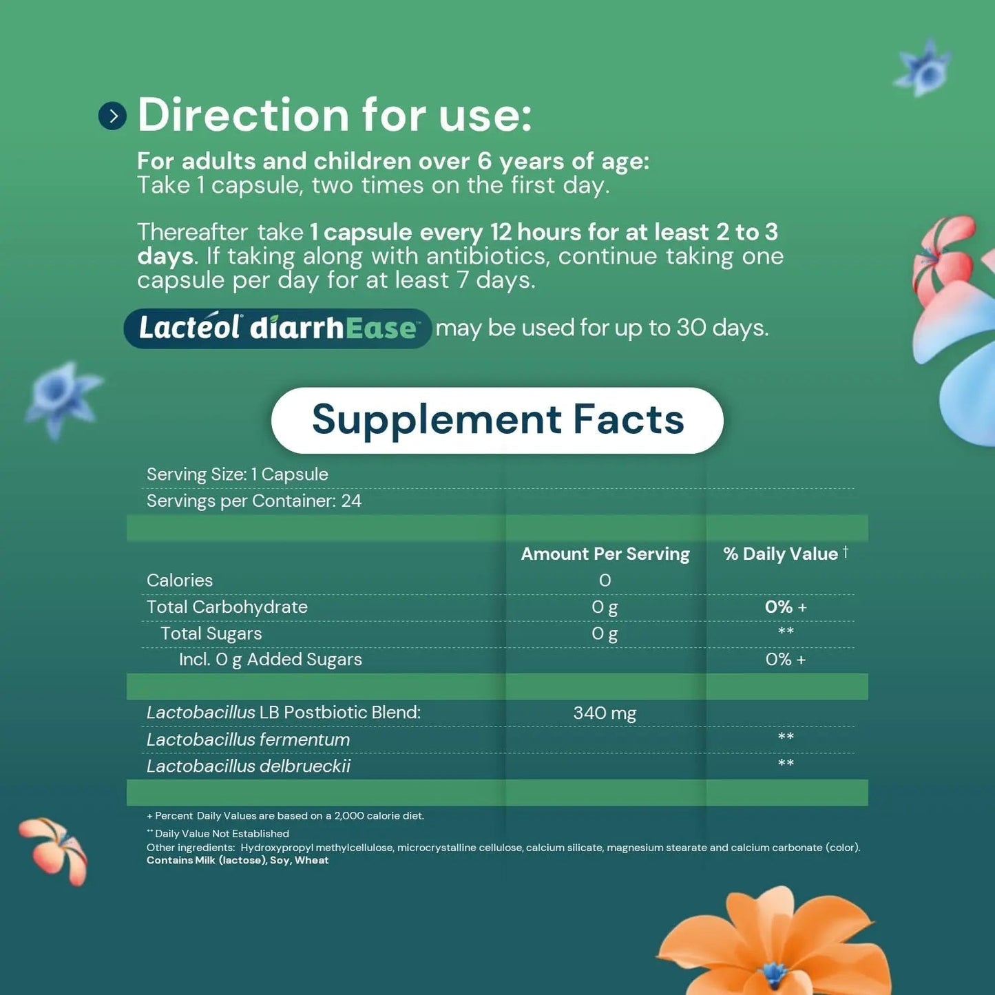 Lactéol diarrhEase- a Safe, Drug Free and clinically Tested postbiotic Strain That Helps soothes Occasional Digestive Upset and Shortens The Duration of Occasional Diarrhea, 24 Count - Maple Wellness Supplements