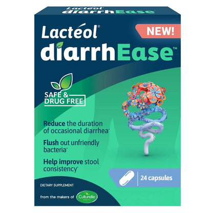 Lactéol diarrhEase- a Safe, Drug Free and clinically Tested postbiotic Strain That Helps soothes Occasional Digestive Upset and Shortens The Duration of Occasional Diarrhea, 24 Count - Maple Wellness Supplements