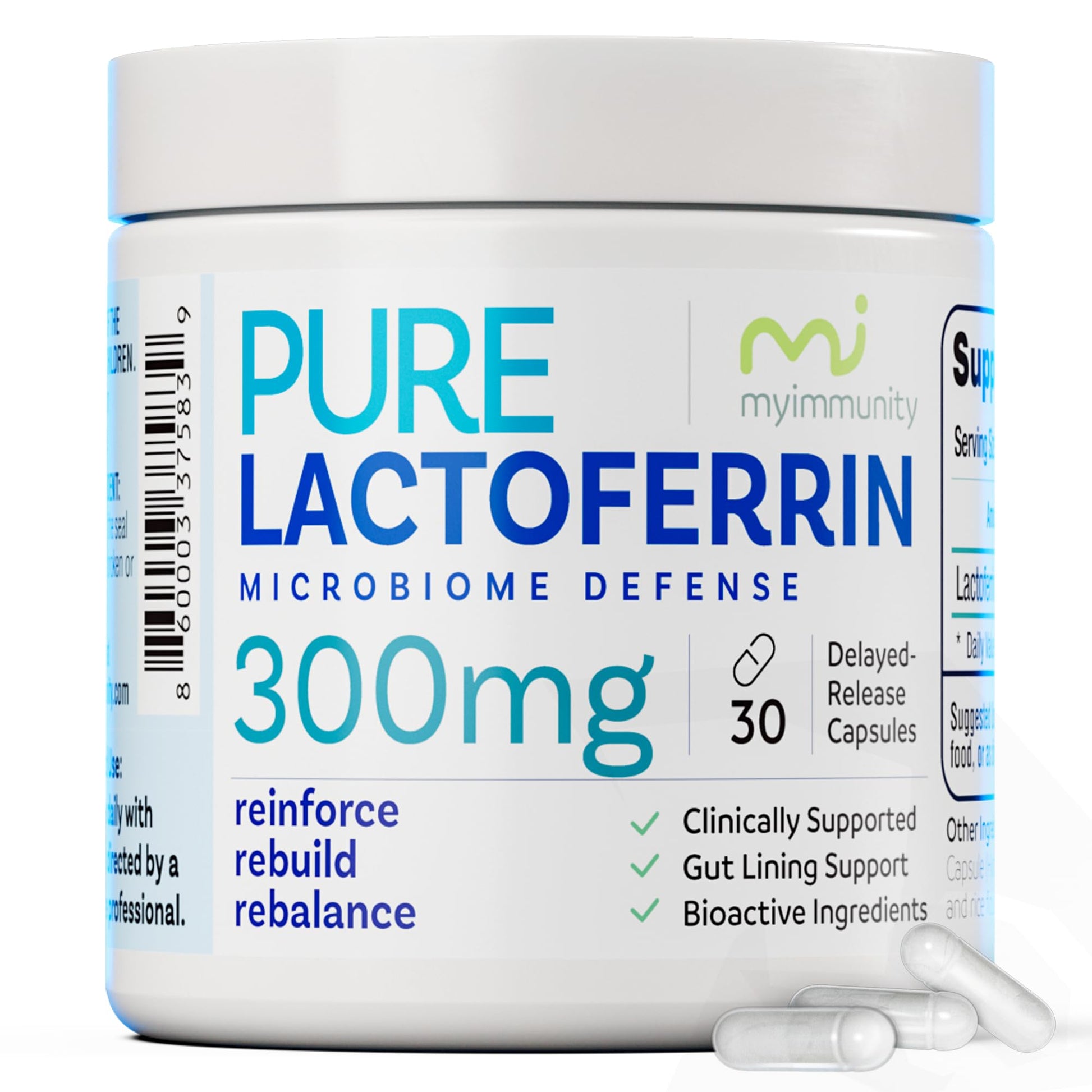Lactoferrin 300mg Delayed Release Capsules - MyImmunity Premium Immune Support Supplement with Iron Absorption - Freeze Dried, Non-GMO, Gluten Free, Vegetarian - 30 Count (1 Month Supply) - Maple Wellness Supplements