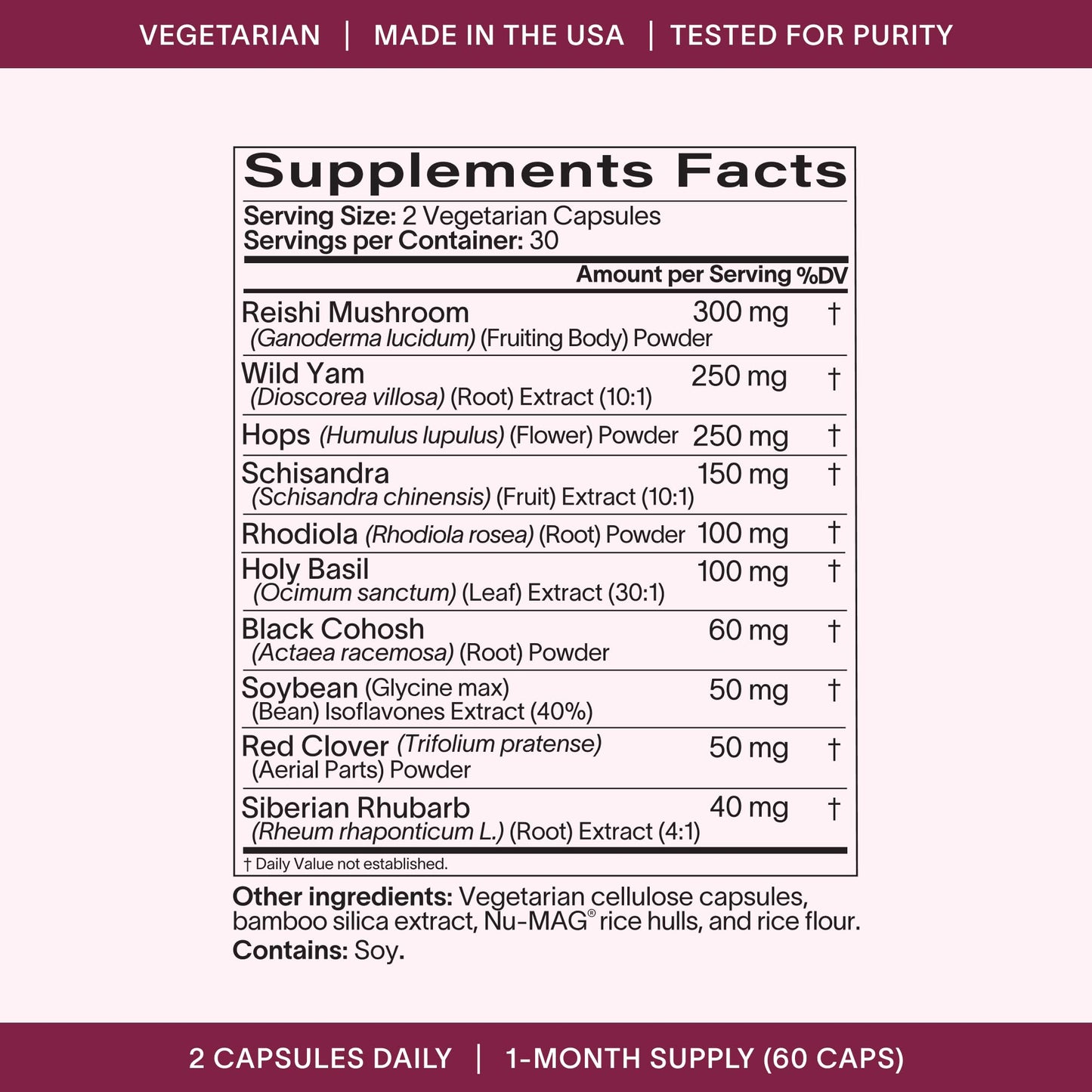Ladywell Perimeno - Perimenopause Support - Support for Mood, Mental Clarity, Sleep & Hot Flashes - Black Cohosh, Reishi, Wild Yam, Holy Basil, Schisandra, Rhodiola, Siberian Rhubarb / 60 Veg Caps - Maple Wellness Supplements