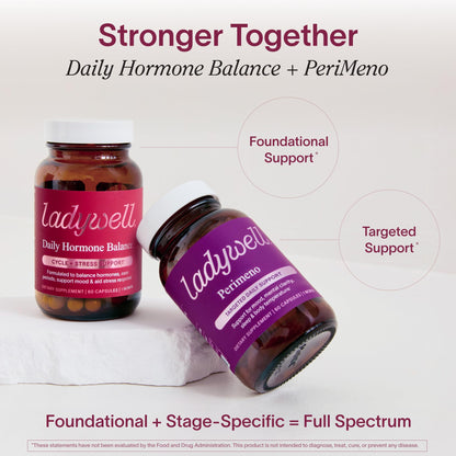 Ladywell Perimeno - Perimenopause Support - Support for Mood, Mental Clarity, Sleep & Hot Flashes - Black Cohosh, Reishi, Wild Yam, Holy Basil, Schisandra, Rhodiola, Siberian Rhubarb / 60 Veg Caps - Maple Wellness Supplements