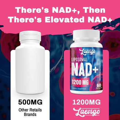 Laevigo Liposomal NAD+ Supplement 1200mg High Absorption, Cellular Energy & Mitochondrial Support, NAD Plus for Longevity & Vitality, Anti-Aging Formula, 60 Softgels - Maple Wellness Supplements