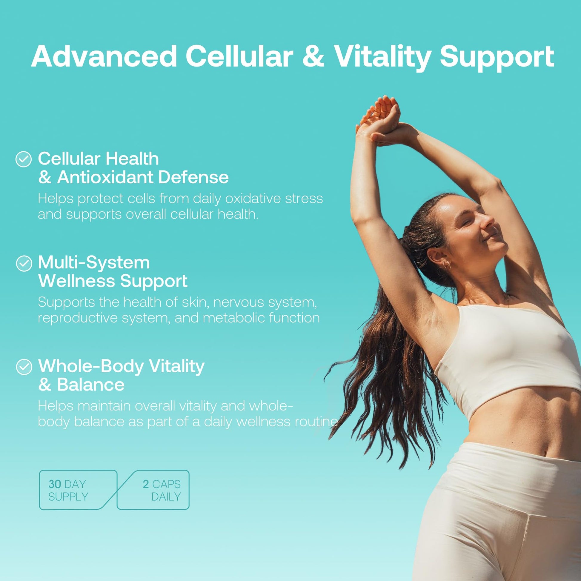 LAIFE L-Ergothioneine PLUS Supplement, Cellular Antioxidant Supplement for Energy, Skin, Vitality & Whole-Body Wellness with L-Ergothioneine, NR, Quercetin, Curcumin & Magnesium Glycinate, 60 Capsules - Maple Wellness Supplements