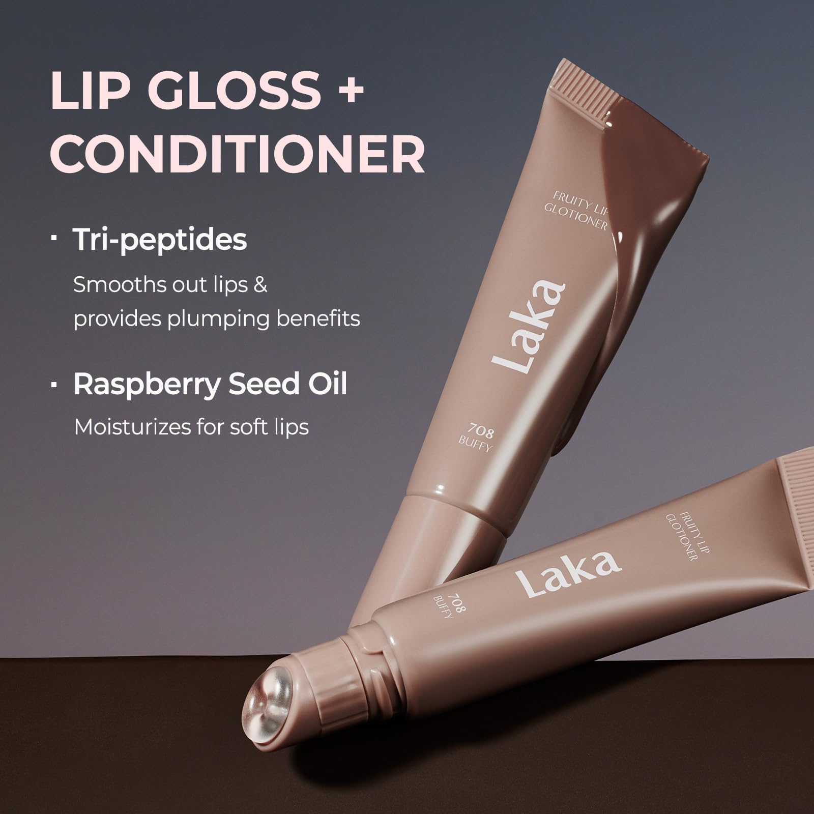 Laka Fruity Lip Glotioner, 10ml/0.33 fl.oz, Lip Gloss with High Shine Vivid Colors, Jelly tip for Hygienic & Easy Application, K-Beauty (703 Apri) - Maple Wellness Supplements