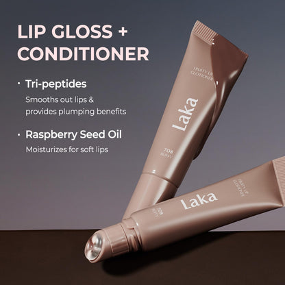 Laka Fruity Lip Glotioner, 10ml/0.33 fl.oz, Lip Gloss with High Shine Vivid Colors, Jelly tip for Hygienic & Easy Application, K-Beauty (703 Apri) - Maple Wellness Supplements