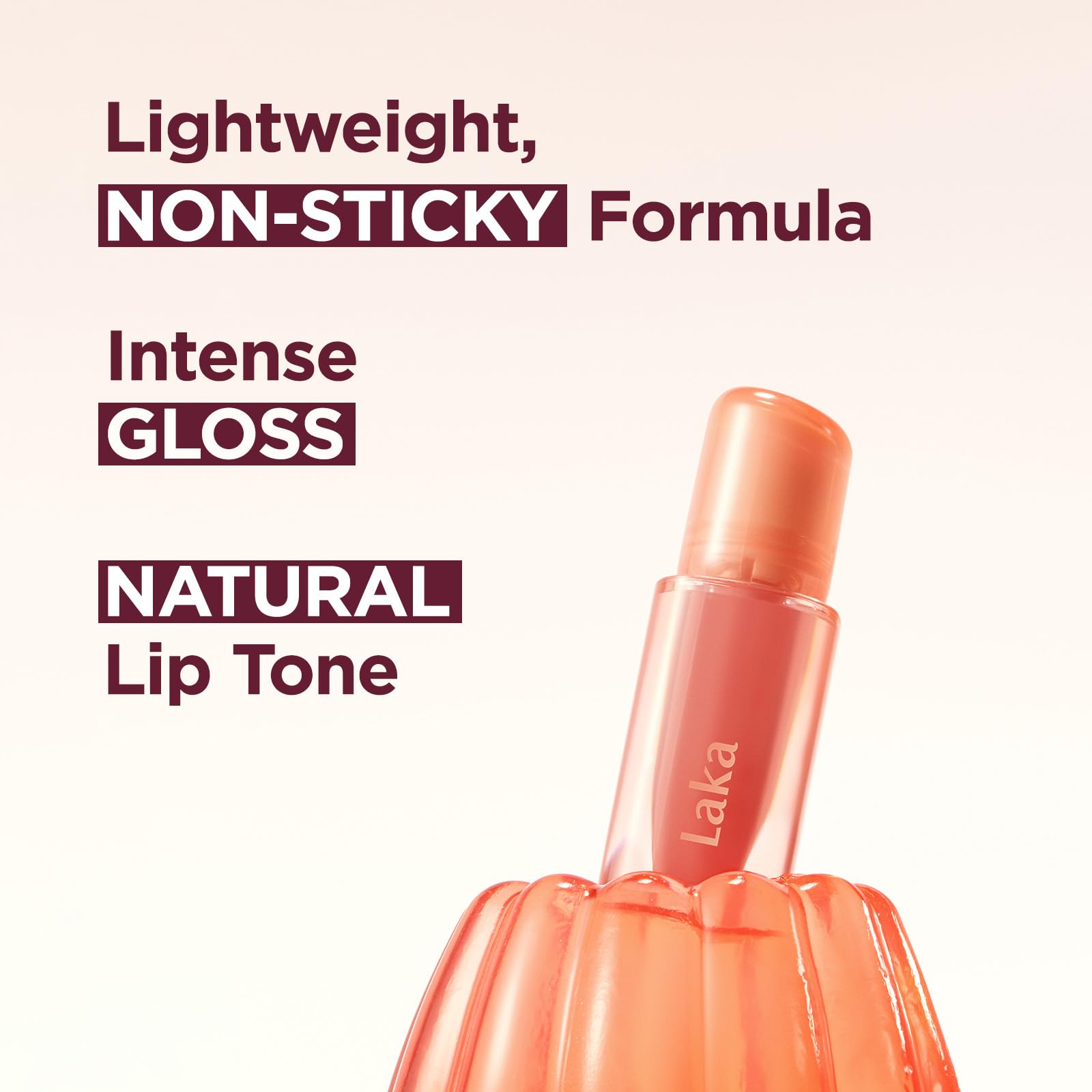 Laka Jelling Nude Gloss, 4.5g/0.15oz, Sheer Hydrating Lip Oil with No Stain, Non-Sticky, Nourishing Gloss for a Glowy Look, K-Beauty (306 Angelring) - Maple Wellness Supplements