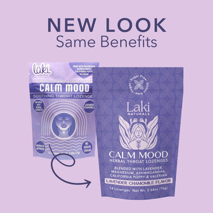 Laki Naturals Lavender Chamomile Calm Mood Functional Herbal Lozenges (14ct) Throat & Calming Hard Candies with Magnesium, Ashwagandha, California Poppy & Valerian. Vegan, Sugar Free, Gluten Free - Maple Wellness Supplements