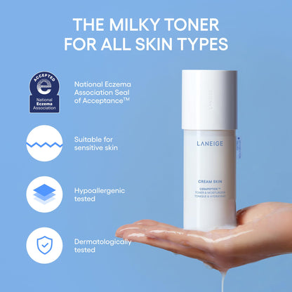 LANEIGE Cream Skin Toner & Moisturizer Mini: Lightweight Refillable Korean Milky Toner with Ceramide - Maple Wellness Supplements