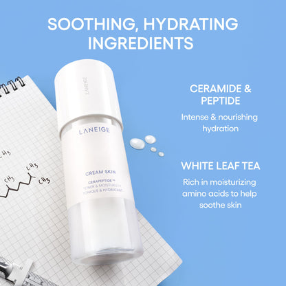 LANEIGE Cream Skin Toner & Moisturizer Mini: Lightweight Refillable Korean Milky Toner with Ceramide - Maple Wellness Supplements