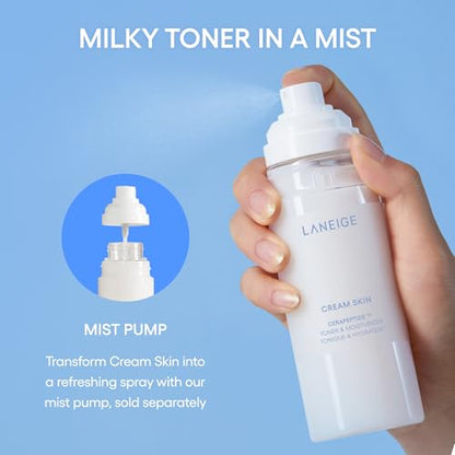 LANEIGE Cream Skin Toner & Moisturizer Mini: Lightweight Refillable Korean Milky Toner with Ceramide - Maple Wellness Supplements