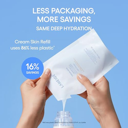 LANEIGE Cream Skin Toner & Moisturizer Mini: Lightweight Refillable Korean Milky Toner with Ceramide - Maple Wellness Supplements