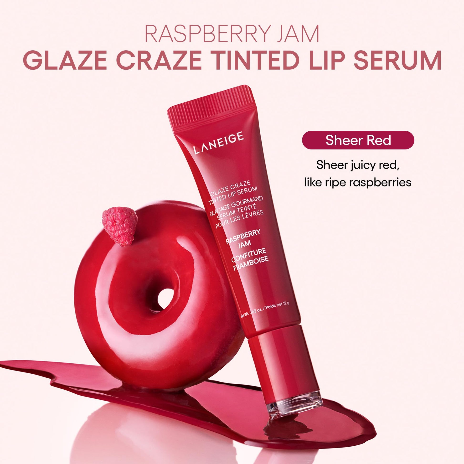 LANEIGE Glaze Craze Tinted Lip Serum, Raspberry Jam: Hydrating Lip Serum for Glossy, Nourished Lips with Plumping Polypeptides - Maple Wellness Supplements