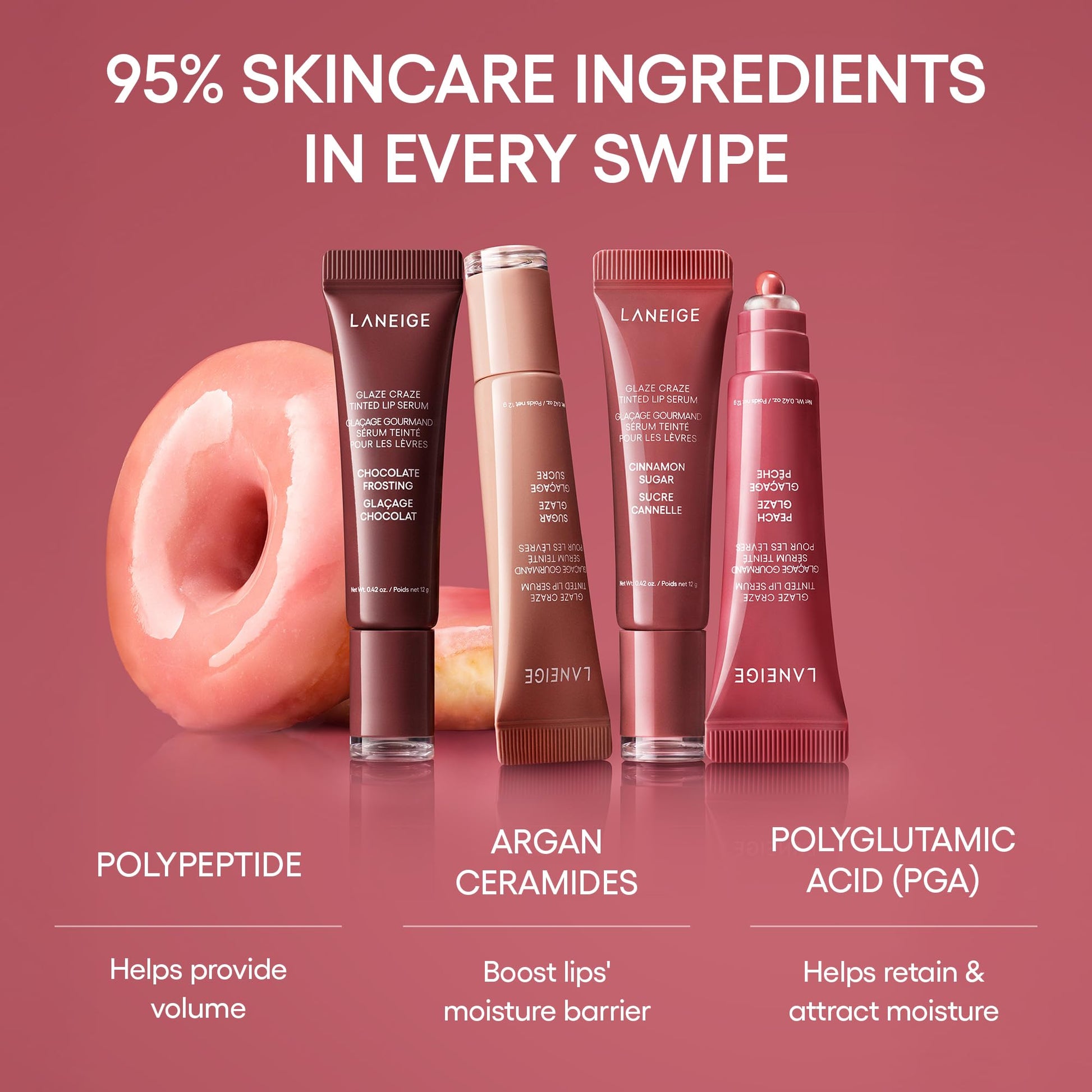 LANEIGE Glaze Craze Tinted Lip Serum, Raspberry Jam: Hydrating Lip Serum for Glossy, Nourished Lips with Plumping Polypeptides - Maple Wellness Supplements