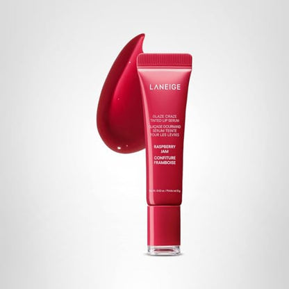 LANEIGE Glaze Craze Tinted Lip Serum, Raspberry Jam: Hydrating Lip Serum for Glossy, Nourished Lips with Plumping Polypeptides - Maple Wellness Supplements