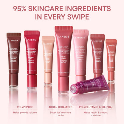 LANEIGE Glaze Craze Tinted Lip Serum, Strawberry Sprinkles: Hydrating Serum for Glossy,Nourished Lips with Plumping Polypeptides,0.42 oz - Maple Wellness Supplements