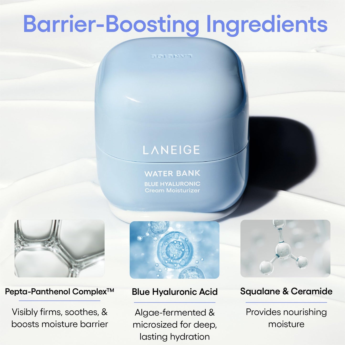LANEIGE Water Bank Blue Hyaluronic Cream Moisturizer: Hydrating Korean Face Cream with Squalane & Ceramide - Maple Wellness Supplements