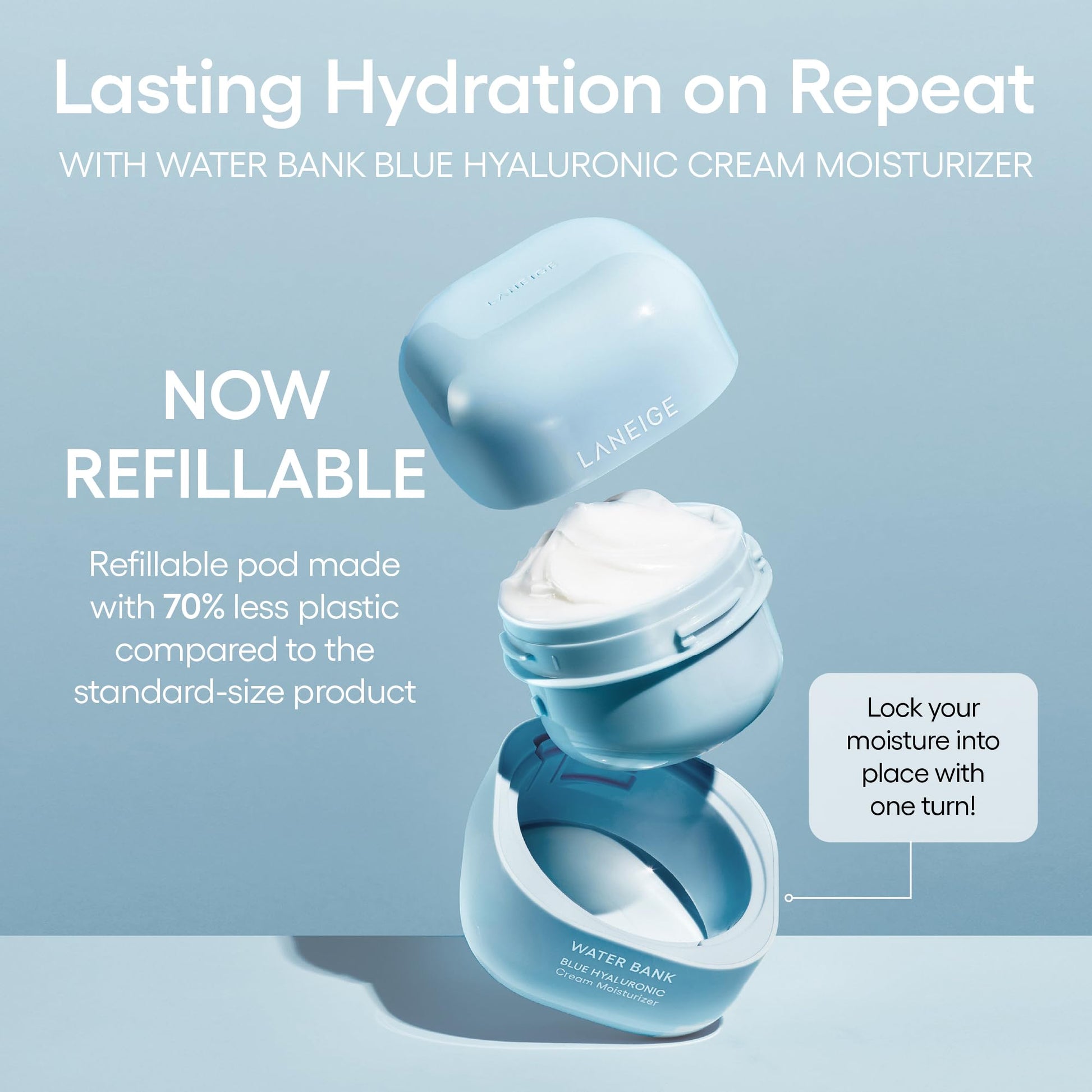 LANEIGE Water Bank Blue Hyaluronic Cream Moisturizer: Hydrating Korean Face Cream with Squalane & Ceramide - Maple Wellness Supplements