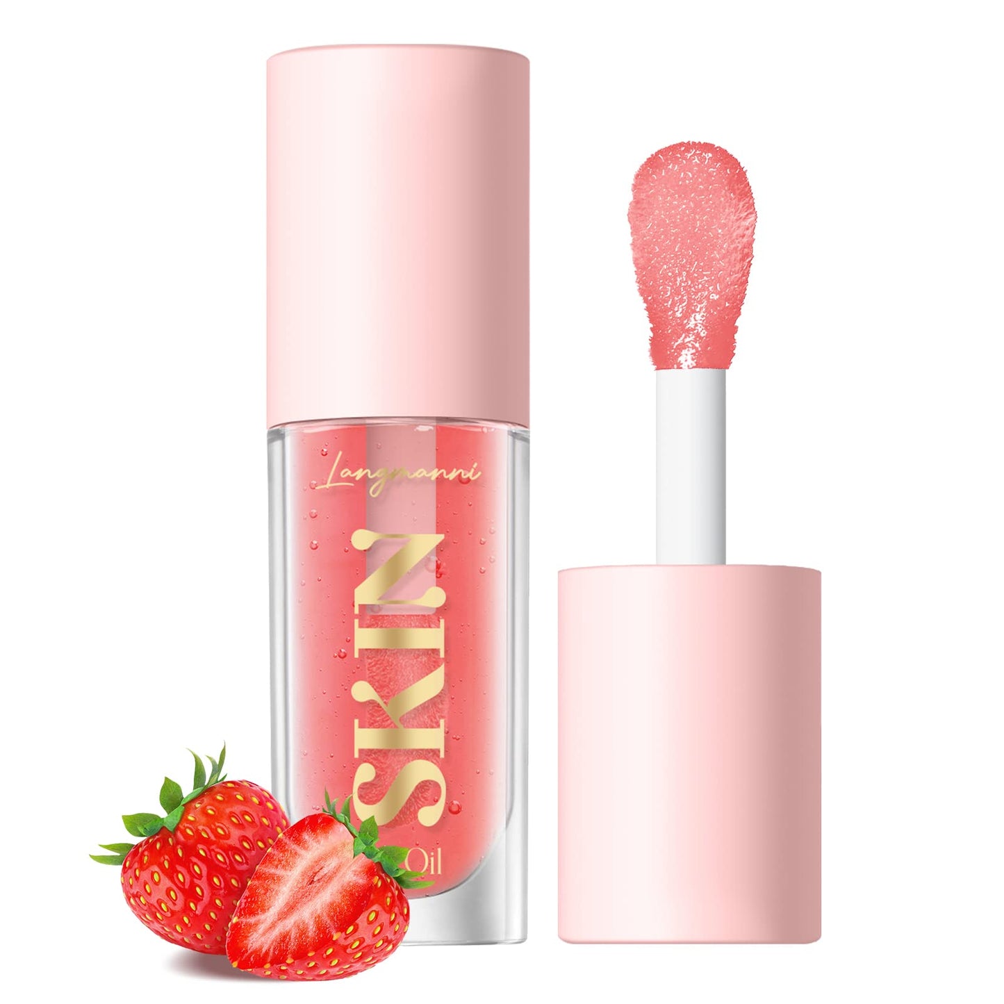 LANGMANNI Moisturizing Lip Oil,No-Sticky Lip Gloss Lip Balm Lip Care,Fruit Flavoured Lip Oil For Dry Lip's Moisturizing Hydrating And Nourishing ((Strawberry)) - Maple Wellness Supplements