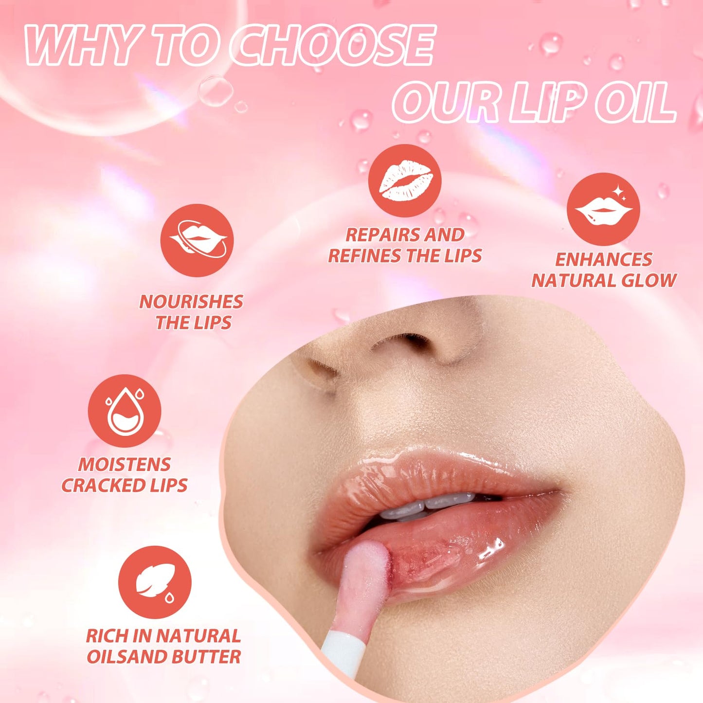 LANGMANNI Moisturizing Lip Oil,No-Sticky Lip Gloss Lip Balm Lip Care,Fruit Flavoured Lip Oil For Dry Lip's Moisturizing Hydrating And Nourishing ((Strawberry)) - Maple Wellness Supplements